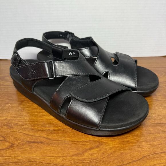 SAS huggy Cross Strap women's sandals 10 M Black - Picture 1 of 5